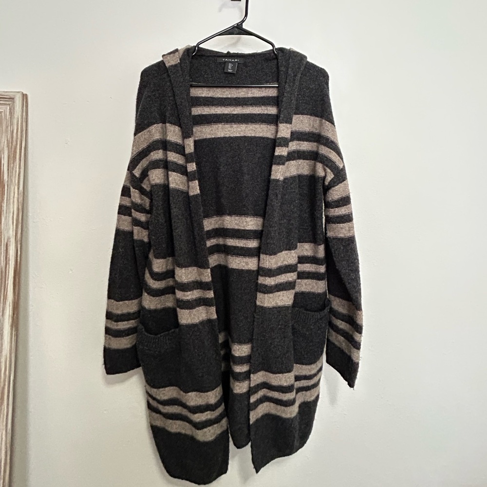 Tahari Wool Hooded Cardigan